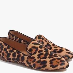 J.Crew Leopard calf hair smoking loafers Size 10